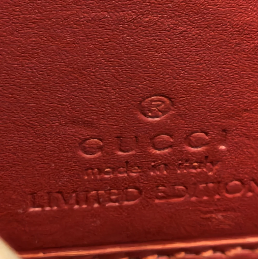 Gucci Beige Monogram Zip Around Wallet with Pink Cat Patch and Red Trim - Picture 15 of 16